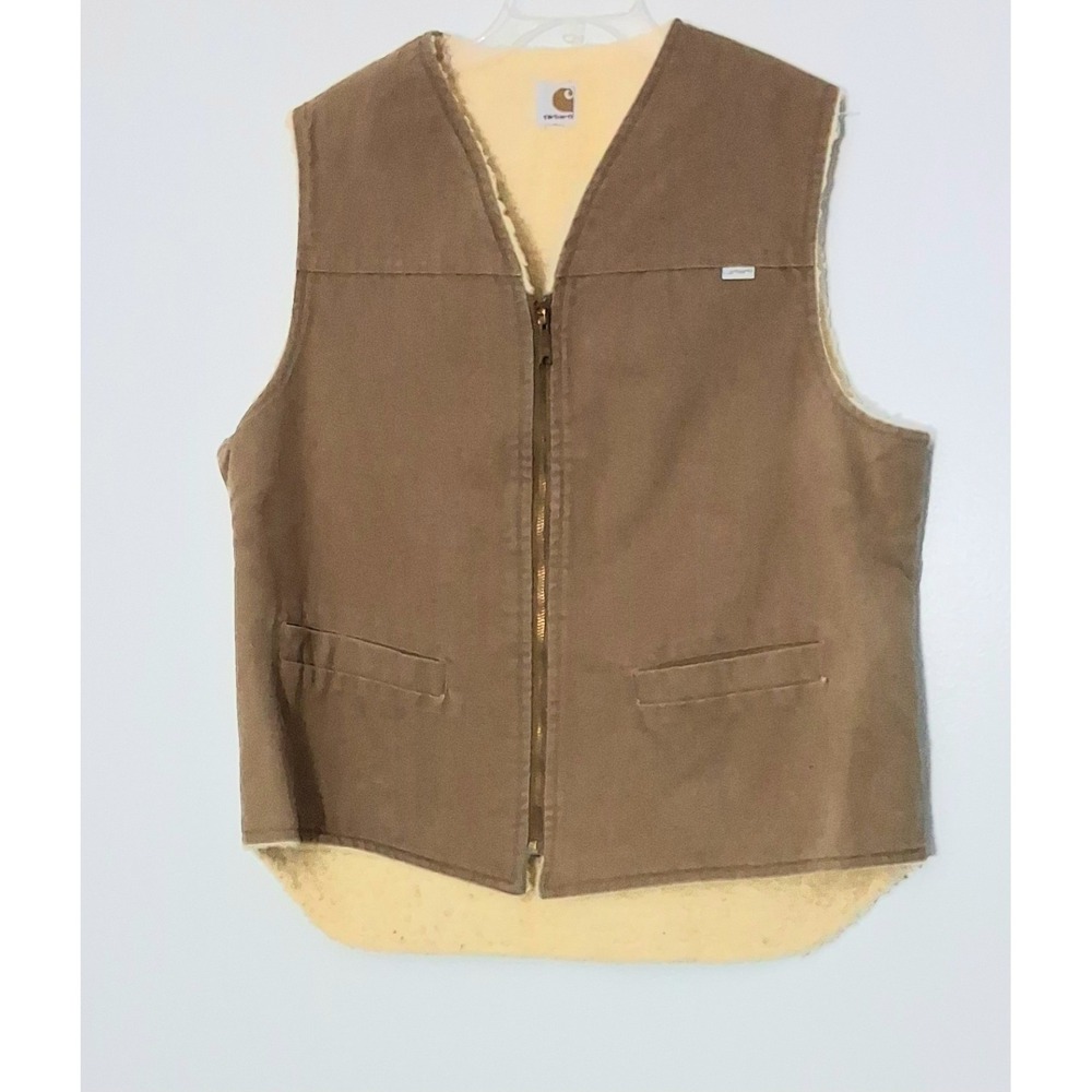 Carhartt Work Vest Mens Size XL Tall Sherpa Fleece Lined Sleeveless Pocket 80's